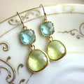 Irregular Resin Blue Vintage Green Earrings - Norellé