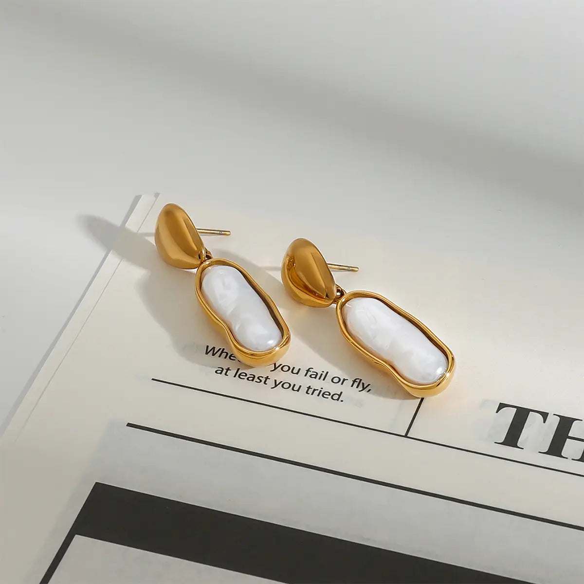 Titanium Steel Pearl Stud Earrings Light Luxury