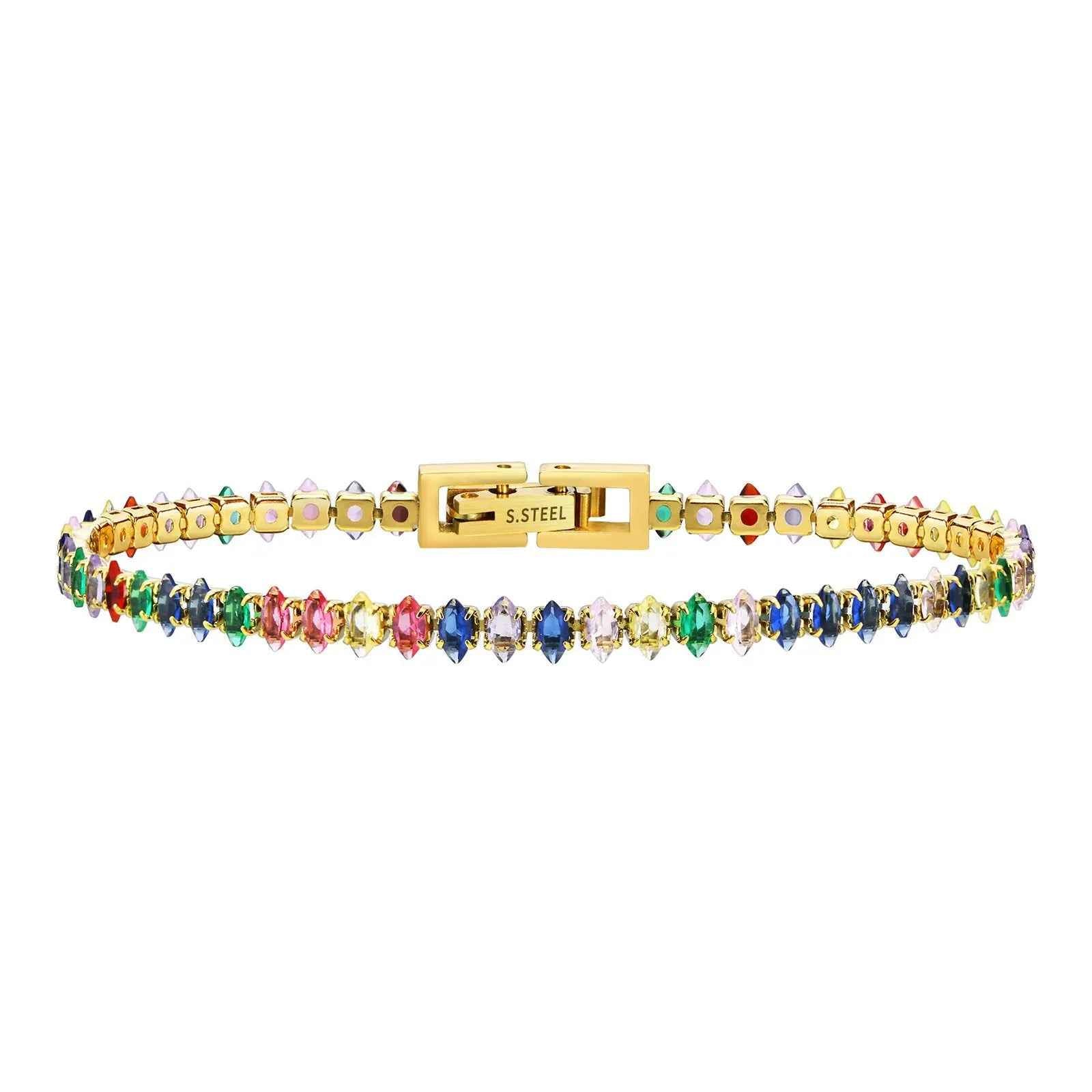 Women's Stainless Steel Rainbow Color Zircon Bracelet - Norellé