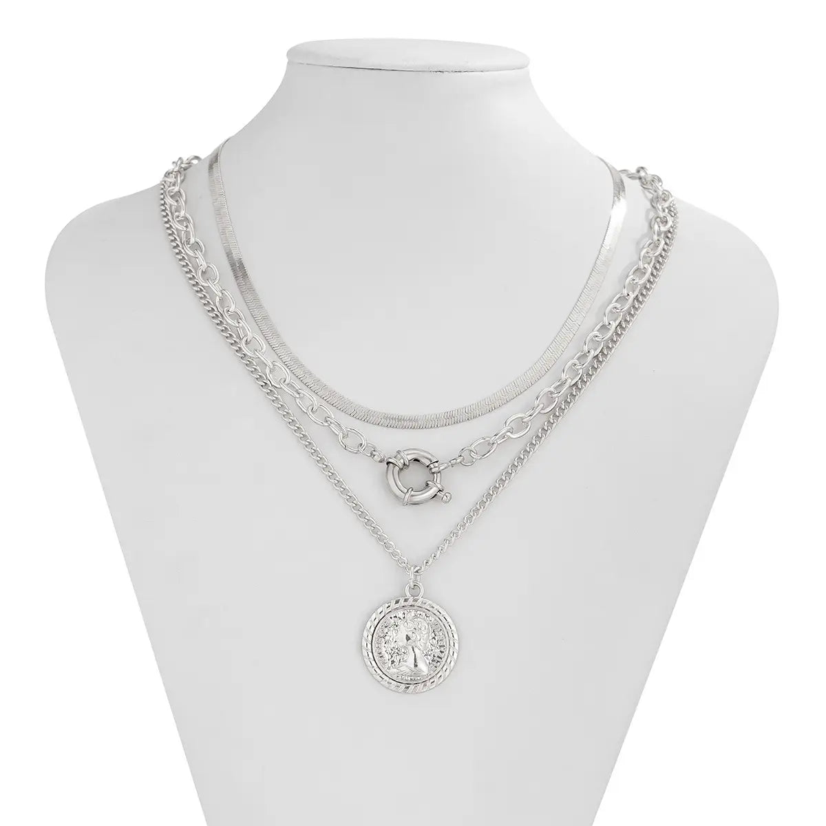 Vintage Ins Portrait Pendant Necklace Suit