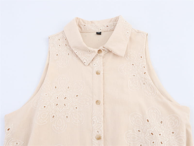 Hollow Embroidery Sleeveless Dress