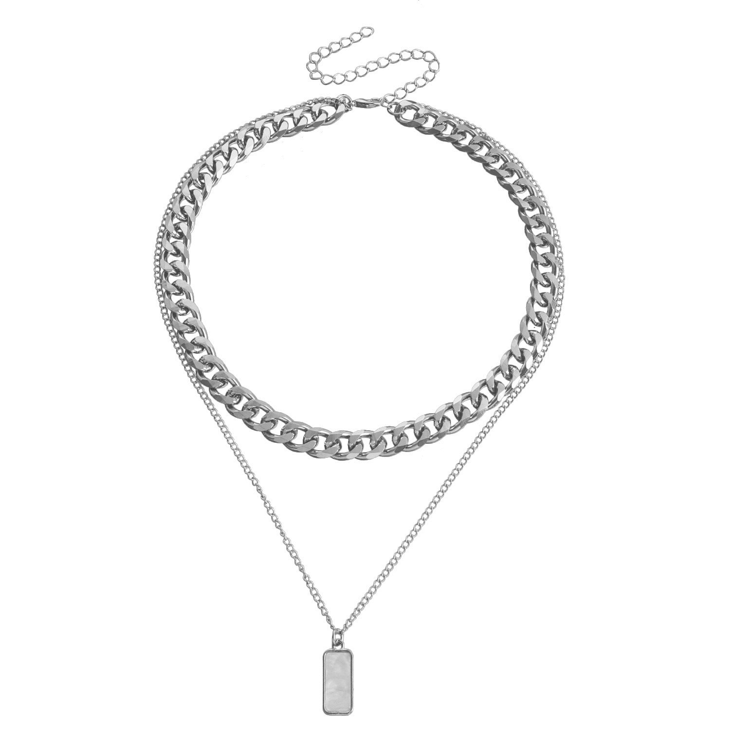 Double Layer White Shell Necklace Fashion Personality Metal - Norellé