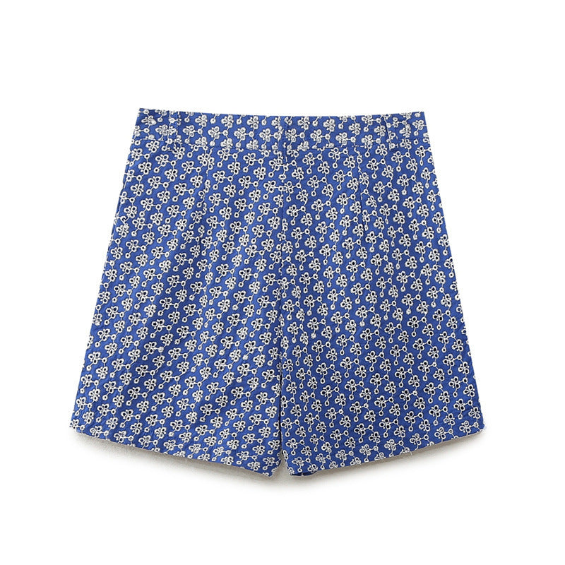 Embroidered High Waist Shorts - Norellé