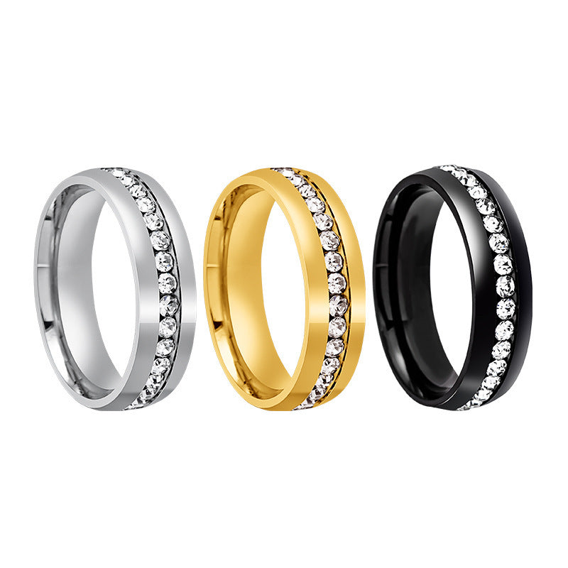 Personalized Fashion Single Row Diamond Ring Stainless Steel - Norellé
