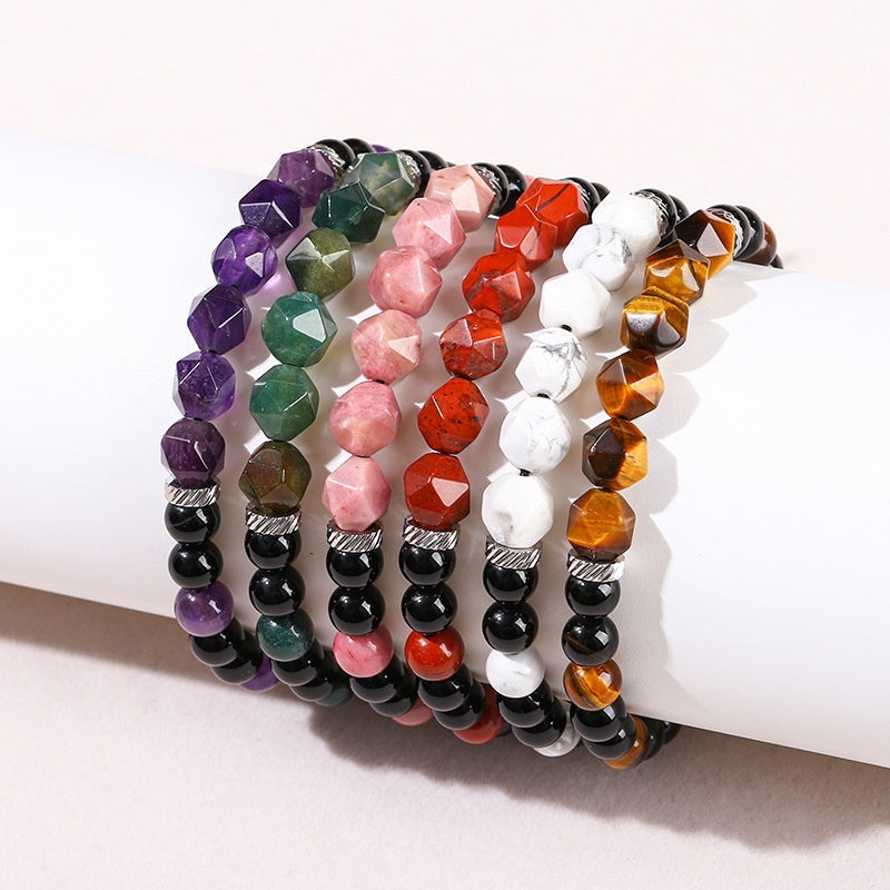 Natural Crystal Diamond Rhombus Bead Woven Bracelet - Norellé