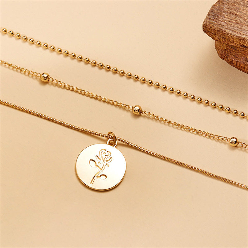 Women's Multi-layer Necklace Simple Rose Brand Versatile Jewelry - Norellé