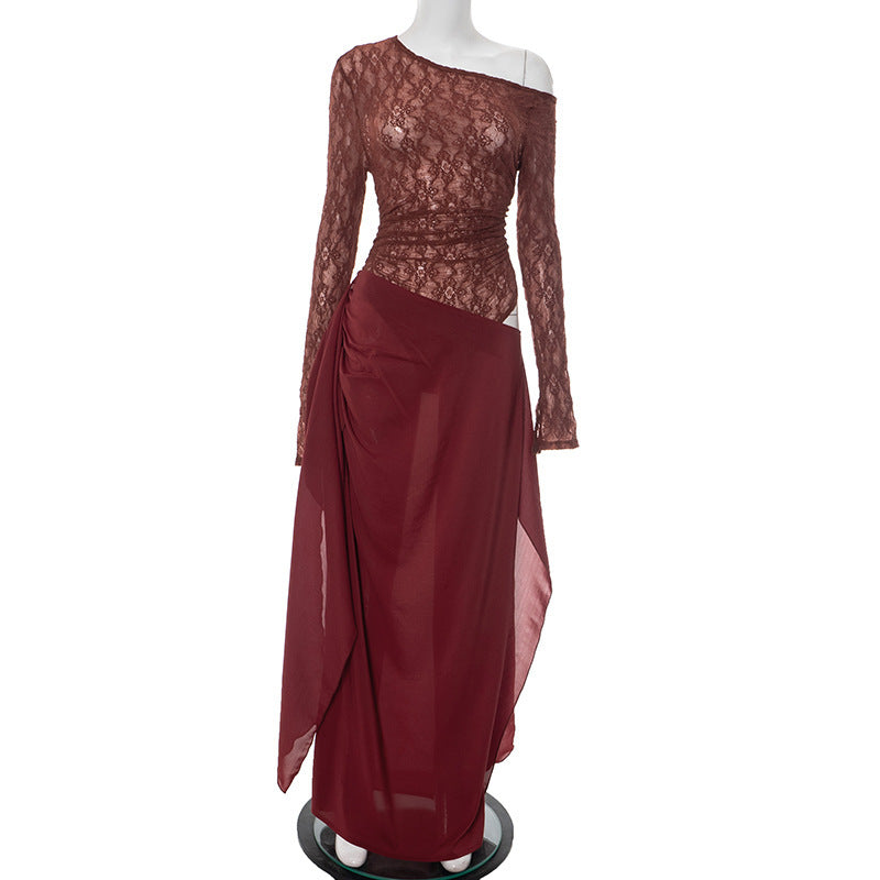 Women's Mesh One-piece Dress Solid Color - Norellé