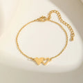 Stainless Steel Doppel Herz Bracelet Gold Women's - Norellé