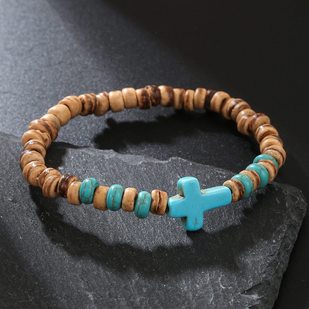 Simple Turquoise Wooden Bead Bracelet - Norellé