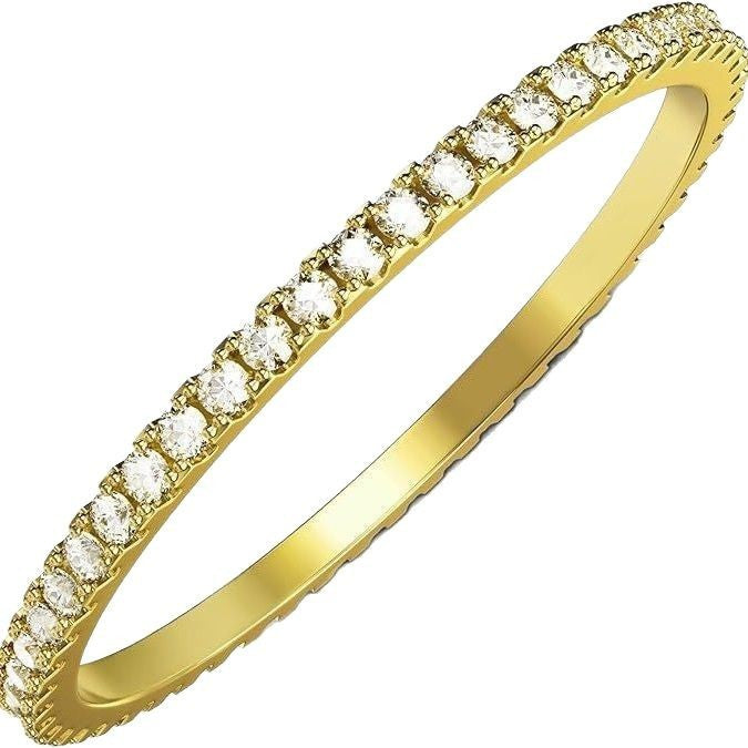 Glossy Trim Rhinestone Ring Titanium Steel - Norellé