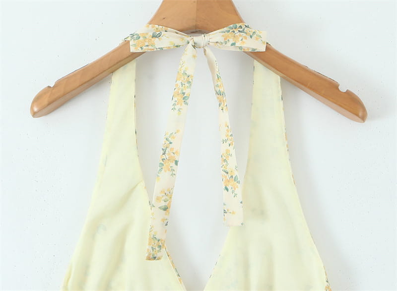 Pastoral Style Halter Backless Sexy Mini Dress Women