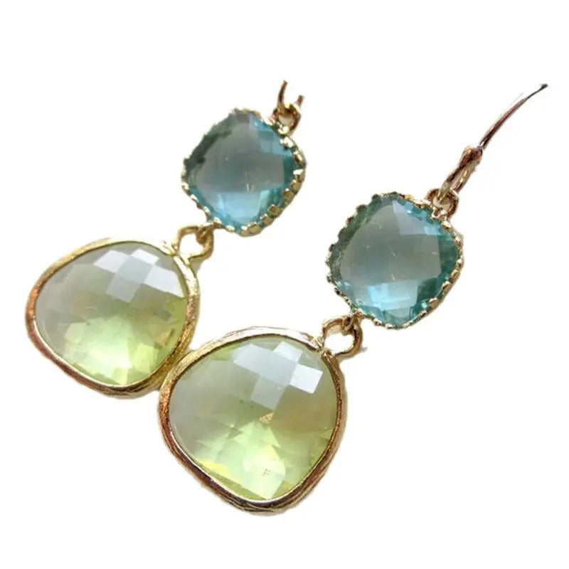 Irregular Resin Blue Vintage Green Earrings - Norellé