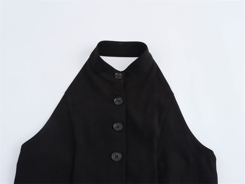 Halter Vest Slit Design Short Skirt