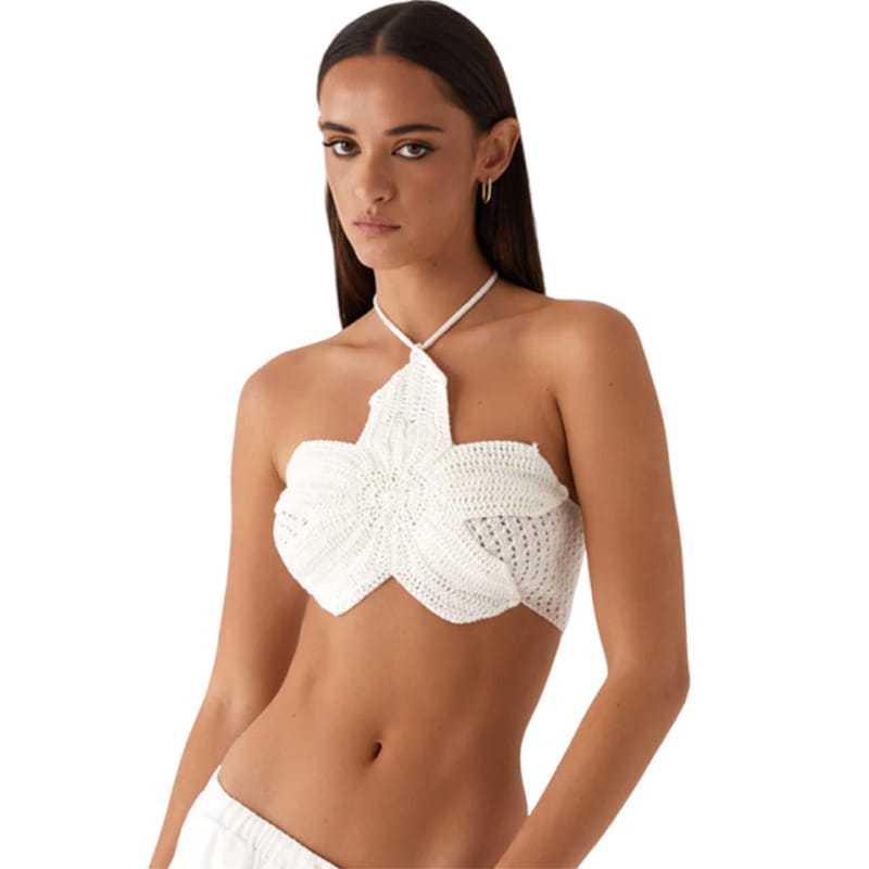 Pure Color Halter Lace-up Cutout Knitted Camisole