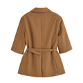 Half Sleeve Lace-up Suit Jacket Linen Mid Waist Shorts Suit - Norellé