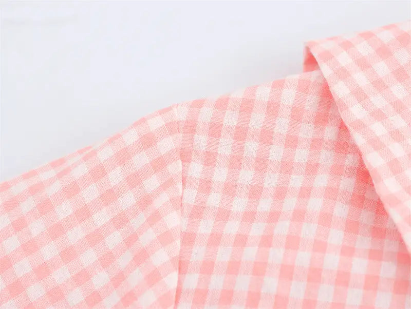 Small Round Lapel Plaid Shirt