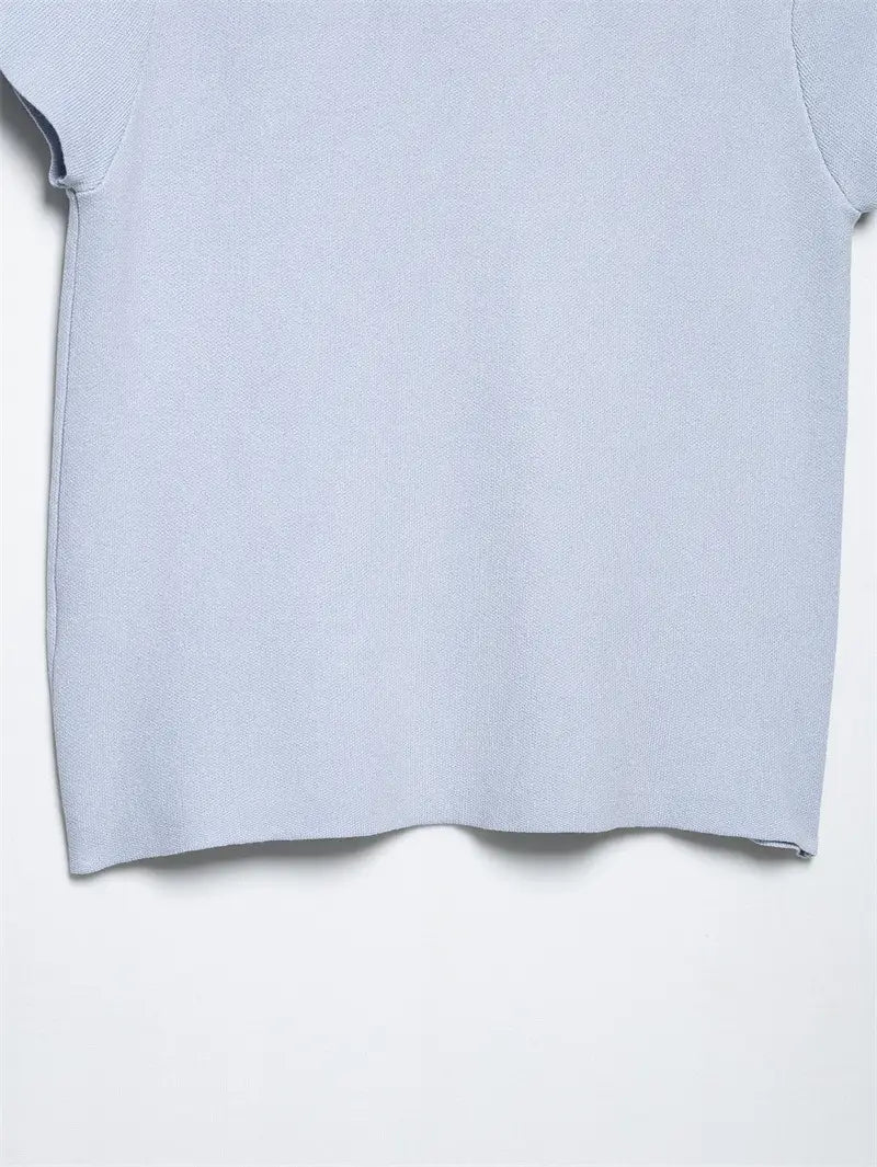 Jewelry Knitted Top Mini Skirt