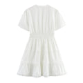 Hollow Design Tight Waist A Swing Short Sleeve Dress - Norellé