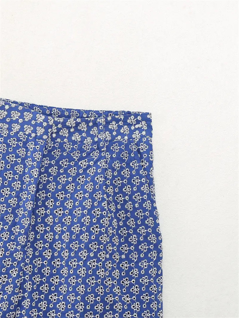 Embroidered High Waist Shorts