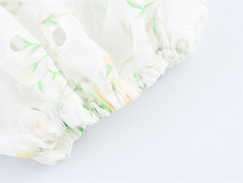 Printed V-neck Puff Sleeve Dress