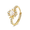 Platinum Round White Opal Glossy Double Moon Edge - Norellé
