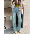 Wide-leg Loose Drape Mopping Pants High Waist Women's Straight Denim Trousers - Norellé
