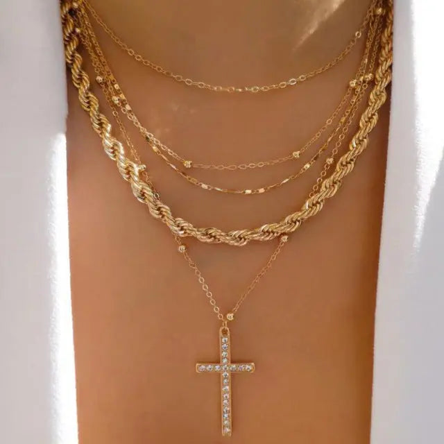 Multilayer Trend Elegant Jewelry Long Snake Chain Crystal - Norellé