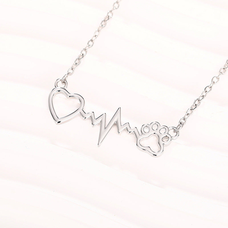 Cat Paw Necklace Heartbeat Chart - Norellé