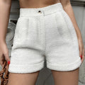 Ladies' Solid Color Linen Small Elegant And Fashionable Shorts - Norellé