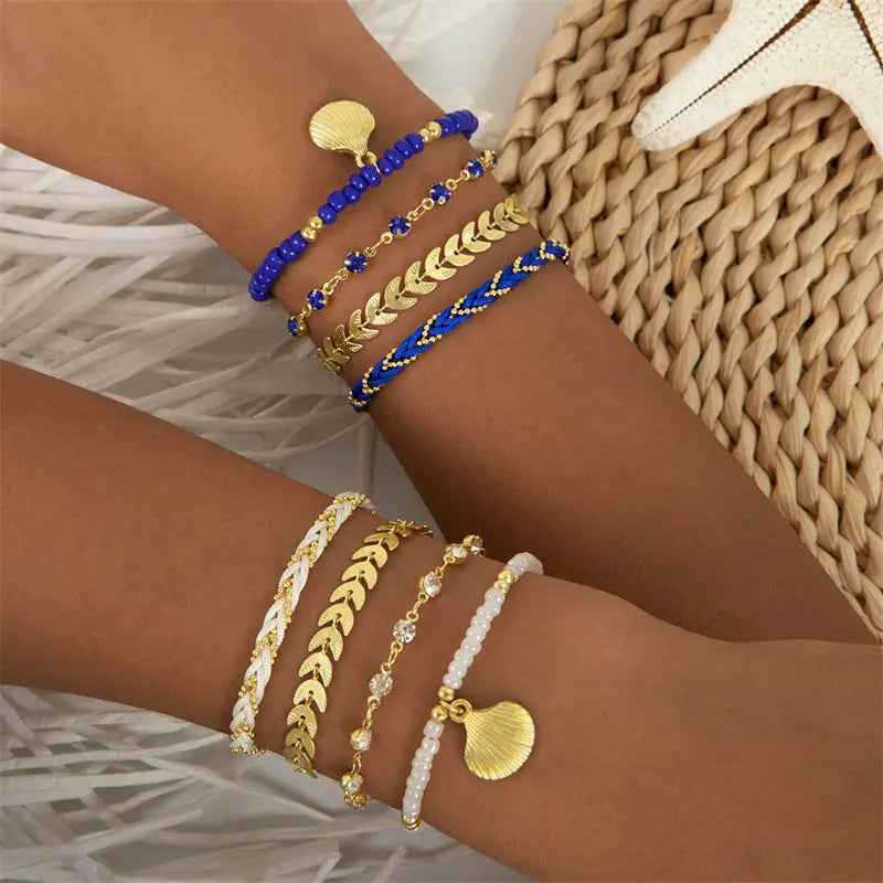 Bohemian Ocean Wind Starfish Shell Pearl Anklet - Norellé