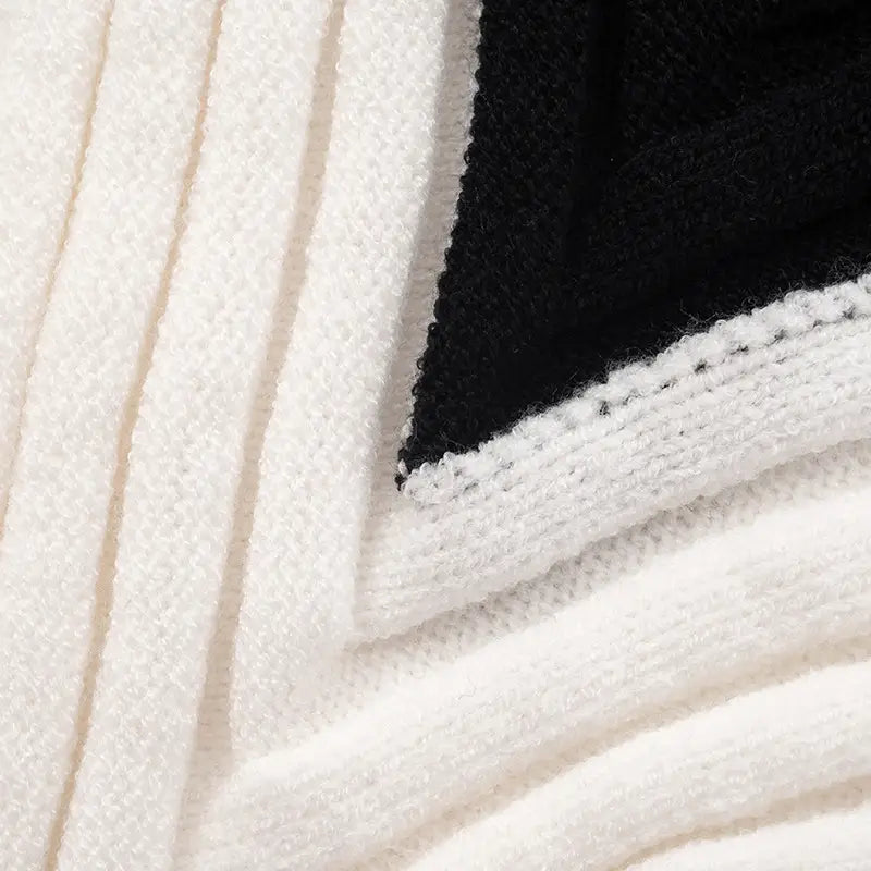 Slimming Contrast Color Sloping Shoulder Backless Dress