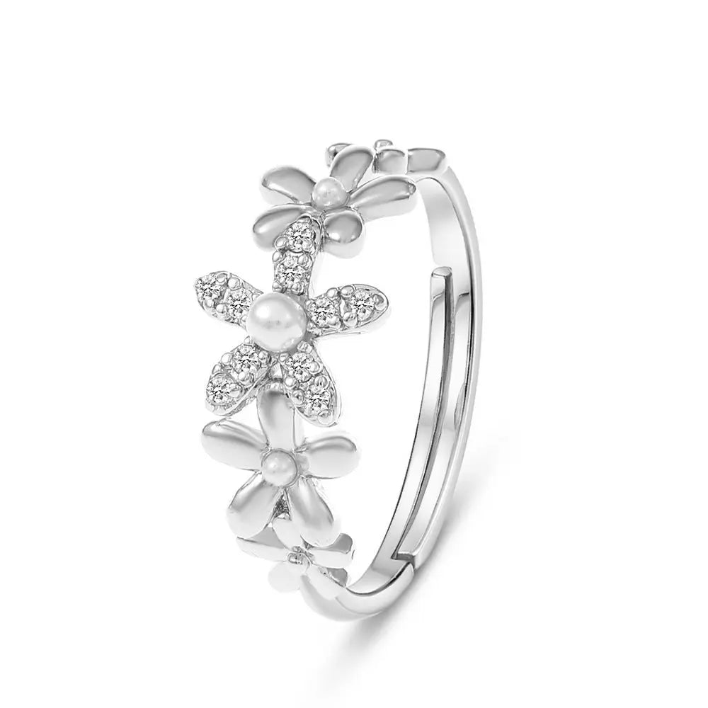 Diamond Oil-spot Glaze Flowers Ring - Norellé
