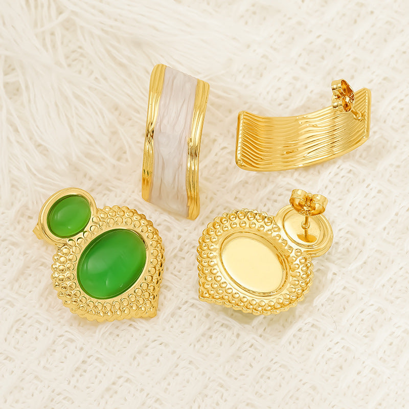 Opal Stainless Steel Studs Women's Gold Plated - Norellé