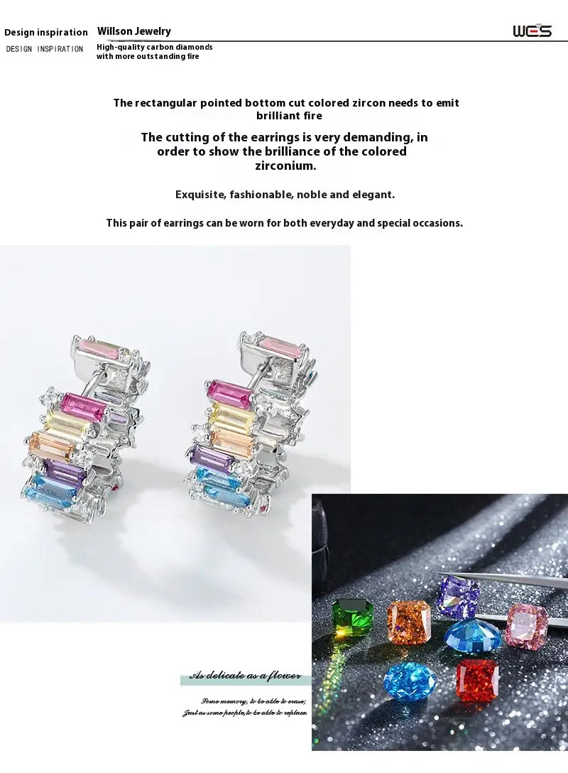 Irregular Color Zirconium Ear Studs