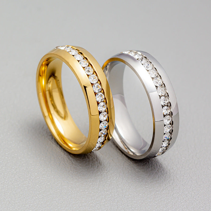 Personalized Fashion Single Row Diamond Ring Stainless Steel - Norellé