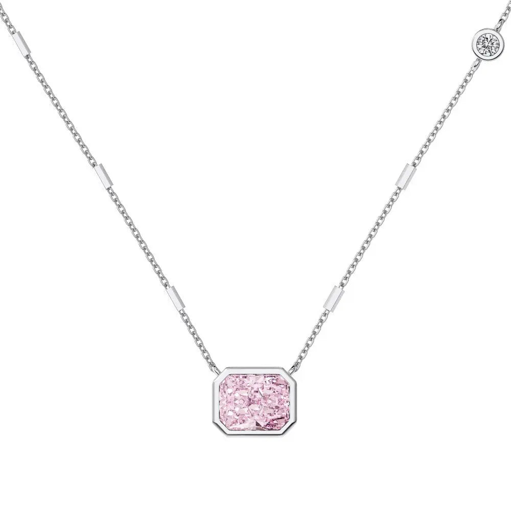 S925 Sterling Silver Necklace Women's Advanced Oval Water Foam 8A Heart-shaped Zircon Flower Horse Eye Clavicle Chain - Norellé