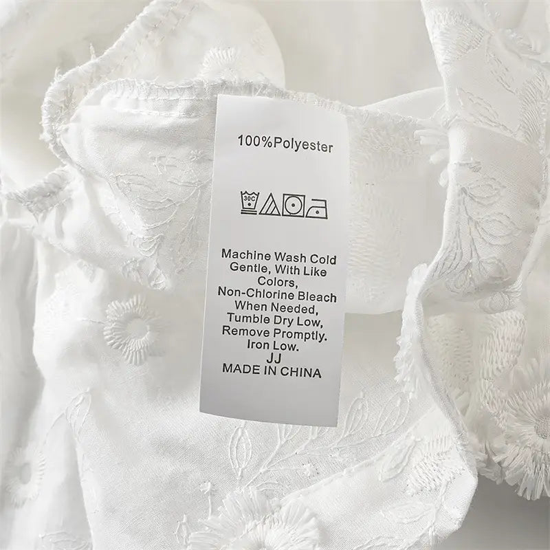 Flower Embroidered Cotton Short-Sleeved Shorts Two-piece Suit