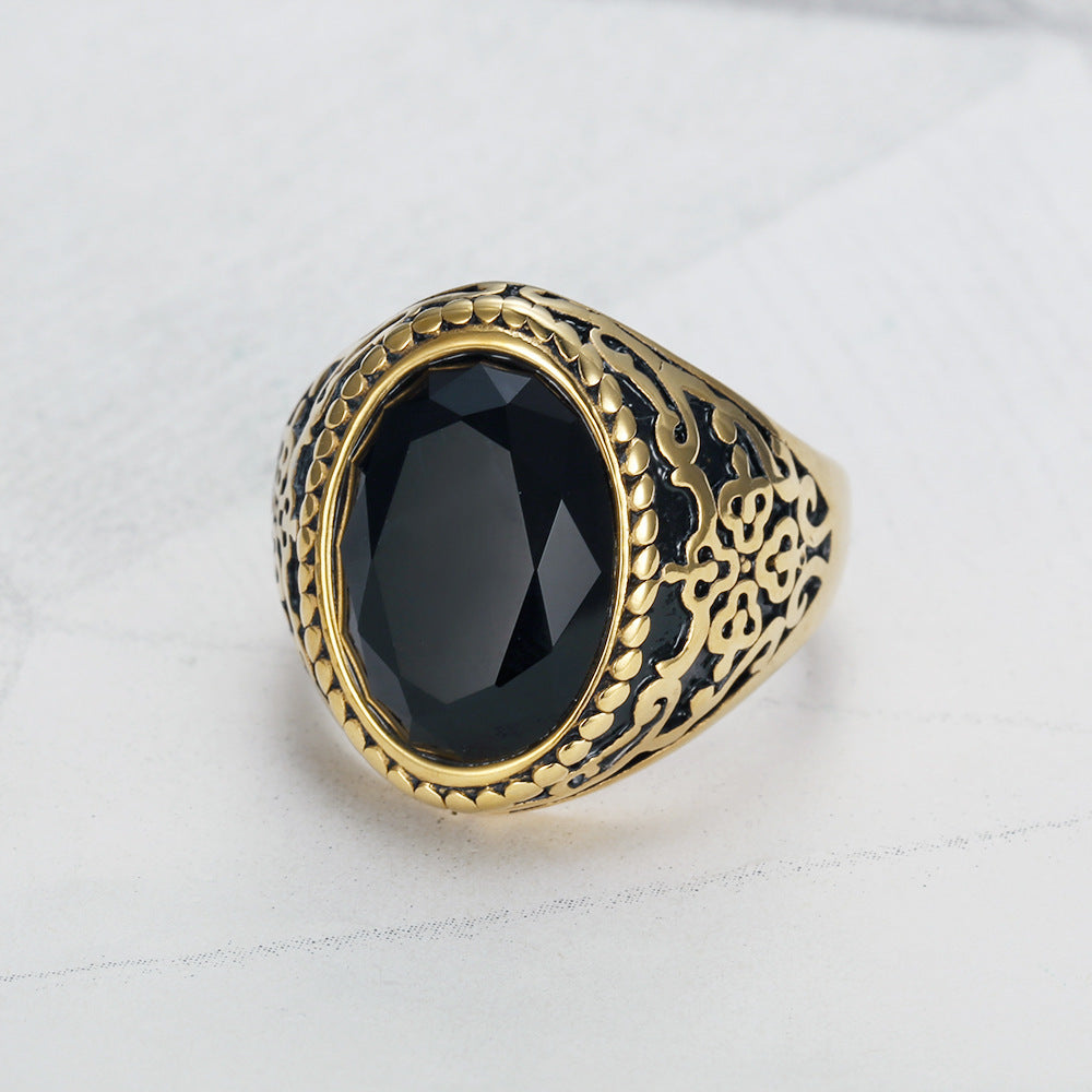 Creative Retro Quality Ins Style Fashion 18K Real Gold Gemstone Ring - Norellé