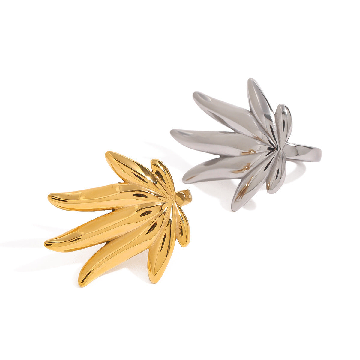 Stainless Steel Maple Leaf Ring Titanium Steel No Fading - Norellé