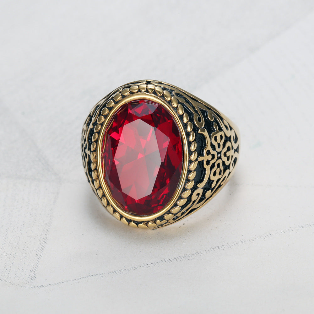 Creative Retro Quality Ins Style Fashion 18K Real Gold Gemstone Ring - Norellé