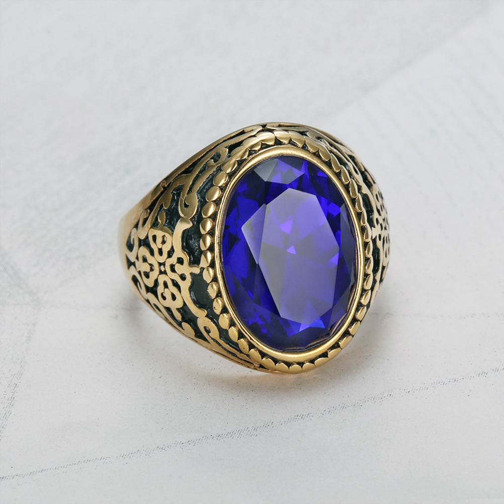 Creative Retro Quality Ins Style Fashion 18K Real Gold Gemstone Ring - Norellé
