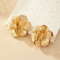 Geometric Cold Wind Electroplated Metal Plant Flower Earrings - Norellé