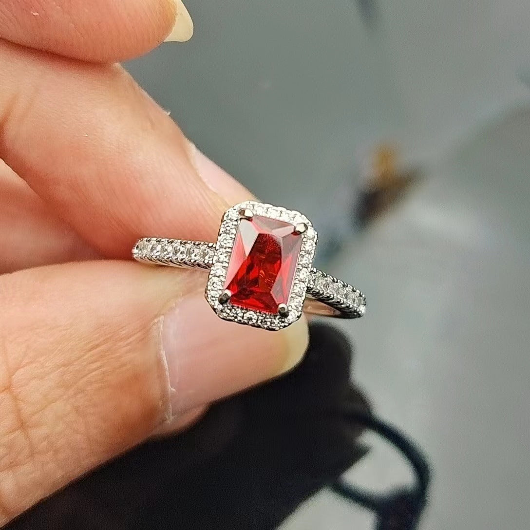 Korean Style Ornament Niche Personality Ladder T Square Zircon Open Ring - Norellé