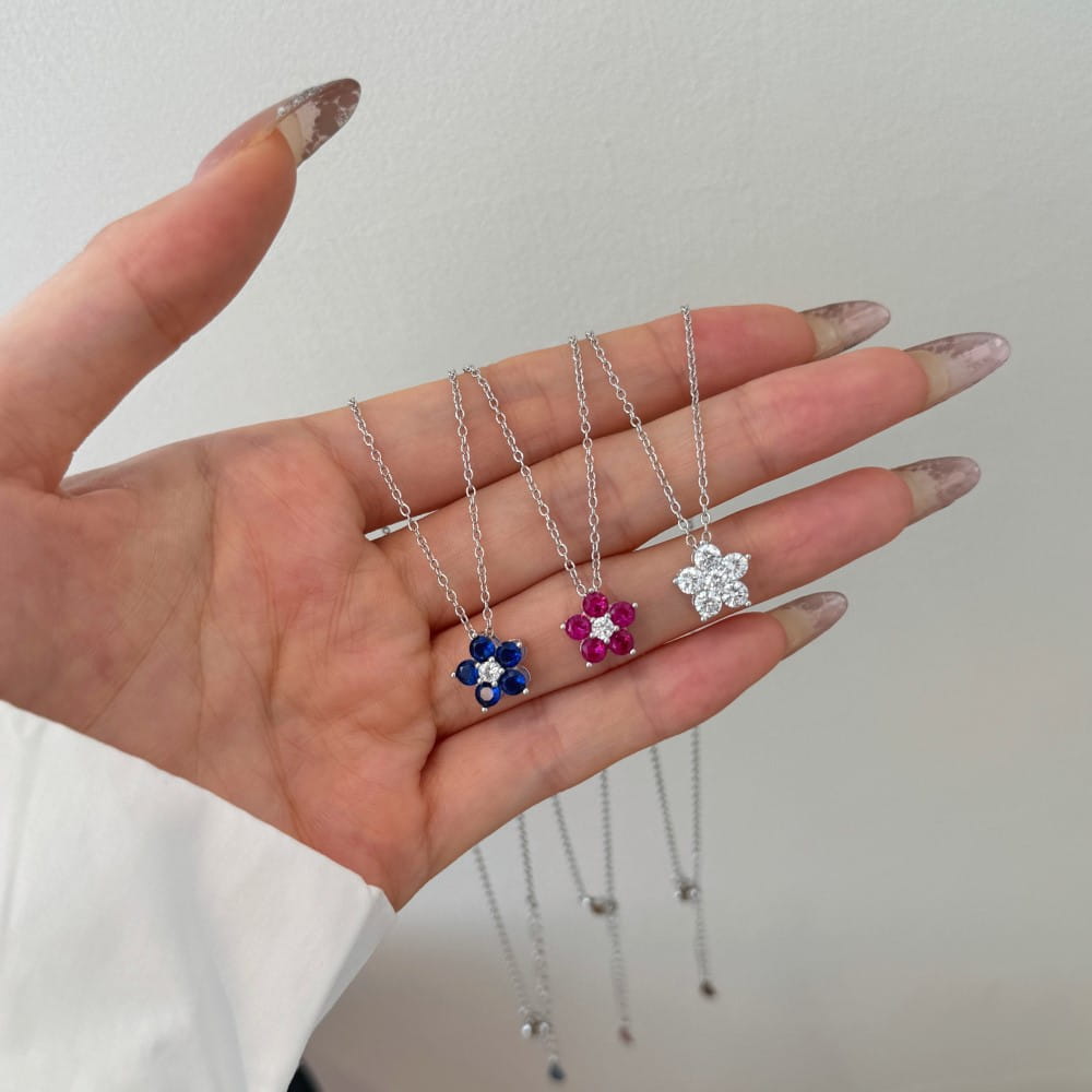 S925 Sterling Silver Necklace Women’s Advanced Oval Water Foam 8A Heart-shaped Zircon Flower Horse Eye Clavicle Chain