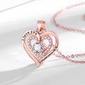 Birthstones Necklace Women's Double Weight Heart Shape With Diamond - Norellé
