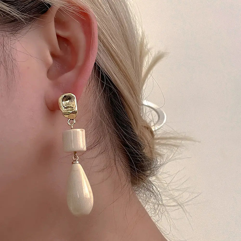 Resin Long Tassel Water Drop Earrings For Women