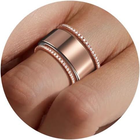 Glossy Trim Rhinestone Ring Titanium Steel - Norellé