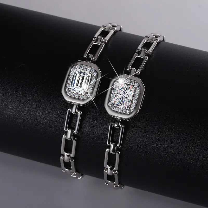 S925 Sterling Silver Moissanite Geometric Bracelet