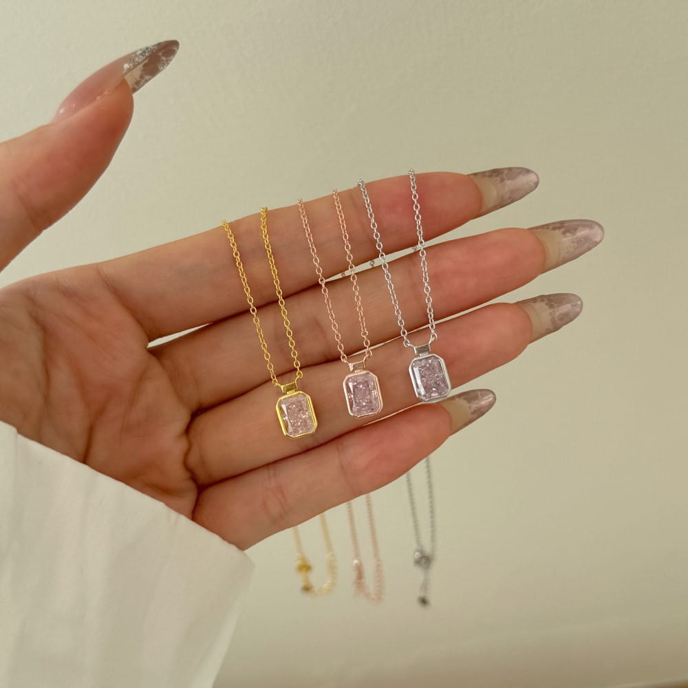 S925 Sterling Silver Necklace Women’s Advanced Oval Water Foam 8A Heart-shaped Zircon Flower Horse Eye Clavicle Chain