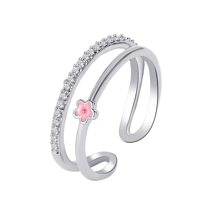 Diamond Oil-spot Glaze Flowers Ring - Norellé
